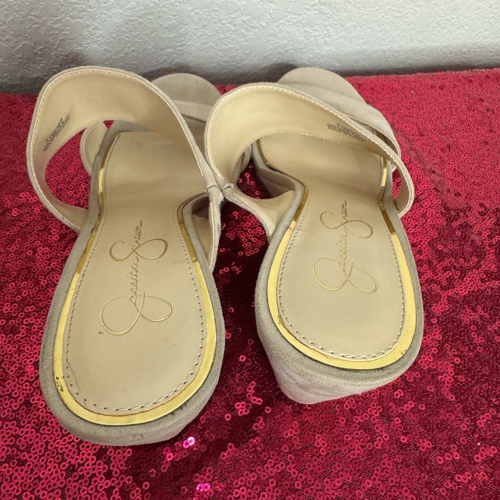 JESSICA SIMPSON 🌟 Beige Suede Slip-On Platform Mules (Women’s Size 11) - Picture 10 of 12
